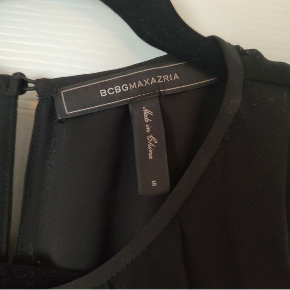 BCBG MaxAzria capelet black blouse sheer cape sleeves S - Picture 2 of 8